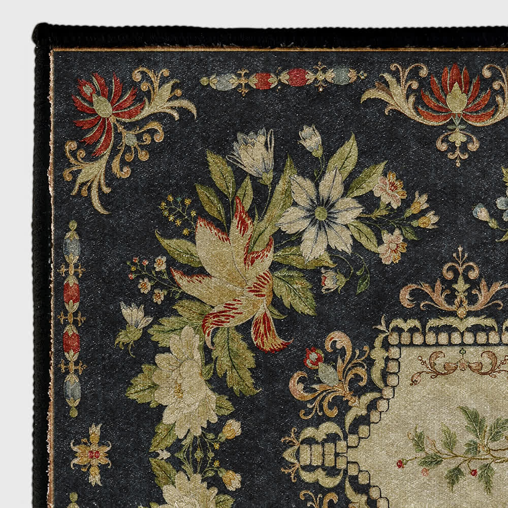 Waschbarer, rutschfester Küchenteppich mit Retro-Blumenmuster