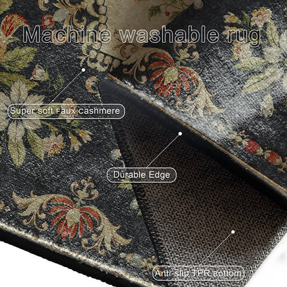 Waschbarer, rutschfester Küchenteppich mit Retro-Blumenmuster