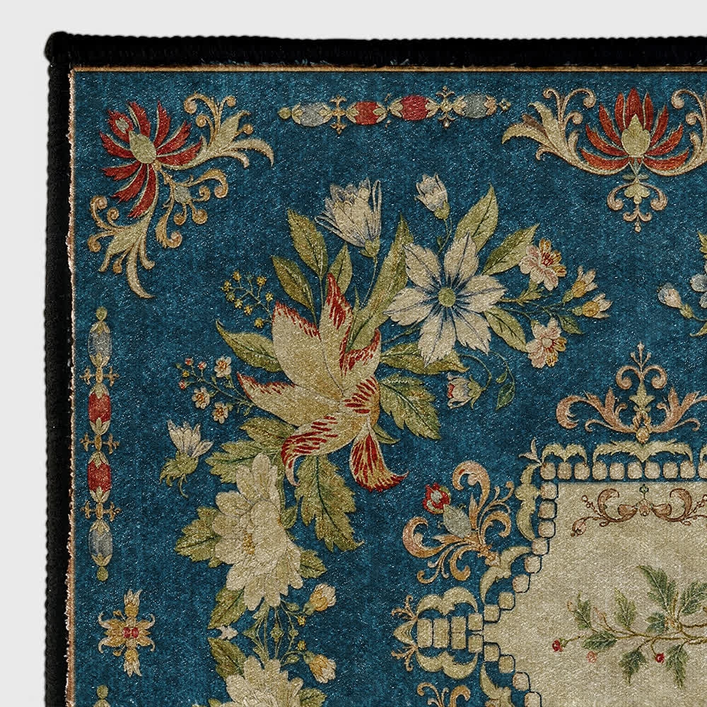 Waschbarer, rutschfester Küchenteppich mit Retro-Blumenmuster