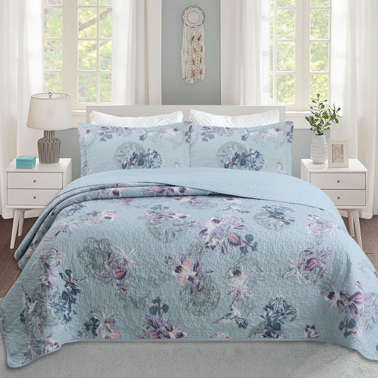 Elegante Steppdecke aus weicher Baumwolle mit Blumenmuster