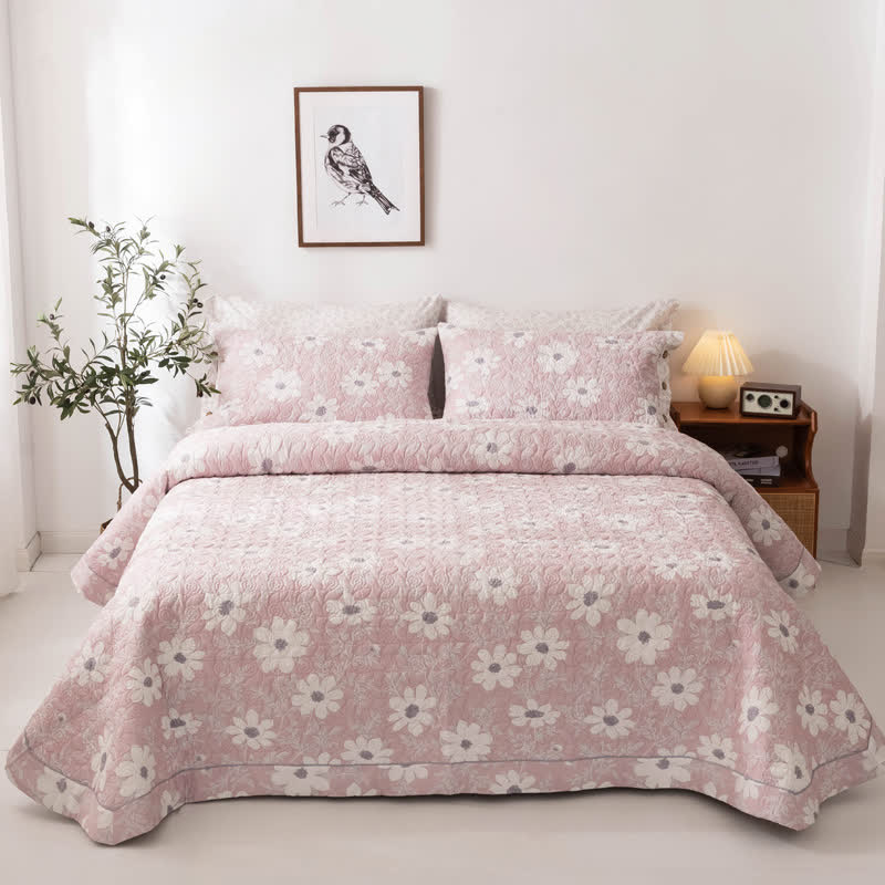 Baumwollsteppdecke im Landhausstil mit Blumenmuster