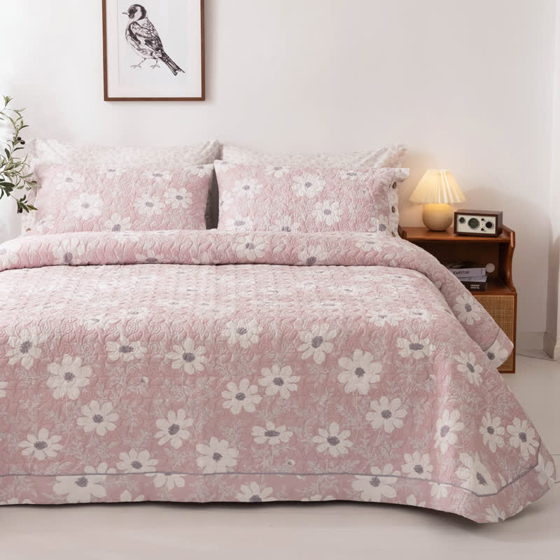 Baumwollsteppdecke im Landhausstil mit Blumenmuster