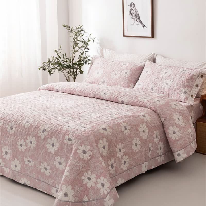 Baumwollsteppdecke im Landhausstil mit Blumenmuster