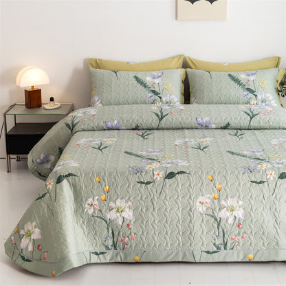 Rustikale Baumwollsteppdecke mit Blumen- und Blattmotiv