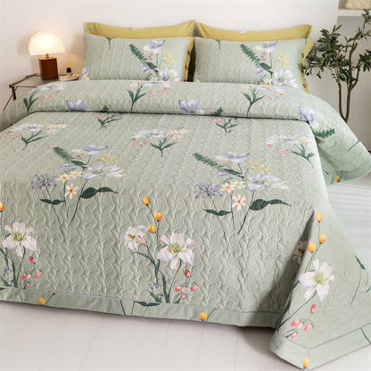 Rustikale Baumwollsteppdecke mit Blumen- und Blattmotiv