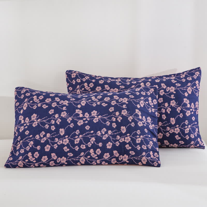 Wendesteppdecke aus Baumwollgaze-Jacquard mit pastoralem Blumenmuster