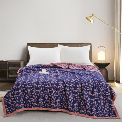 Wendesteppdecke aus Baumwollgaze-Jacquard mit pastoralem Blumenmuster