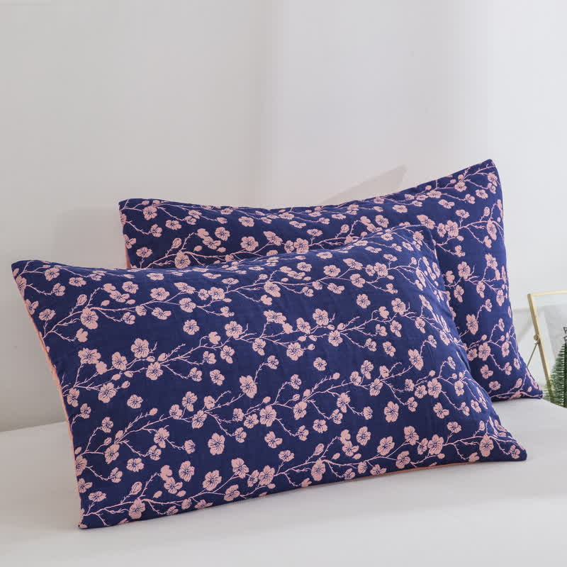 Wendesteppdecke aus Baumwollgaze-Jacquard mit pastoralem Blumenmuster
