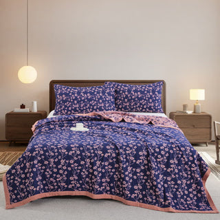 Wendesteppdecke aus Baumwollgaze-Jacquard mit pastoralem Blumenmuster