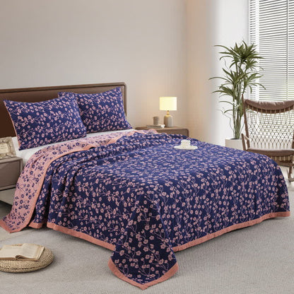 Wendesteppdecke aus Baumwollgaze-Jacquard mit pastoralem Blumenmuster