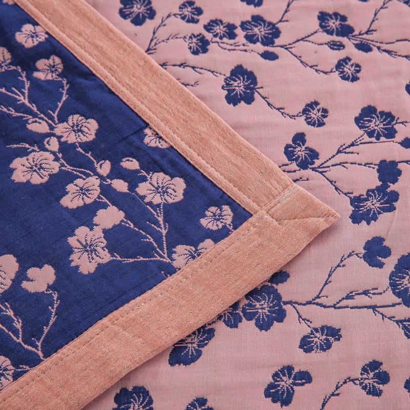 Wendesteppdecke aus Baumwollgaze-Jacquard mit pastoralem Blumenmuster
