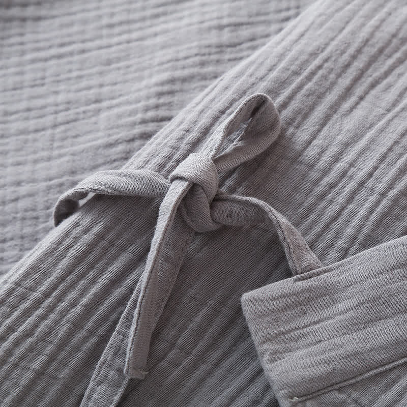 Unisex-Kimono-Pyjama-Set aus einfarbiger Baumwollgaze