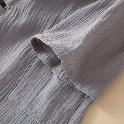 Unisex-Kimono-Pyjama-Set aus einfarbiger Baumwollgaze