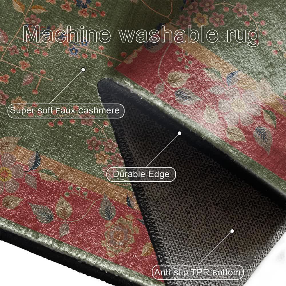Faltbarer Anti-Rutsch-Teppich mit Retro-Blumenmuster