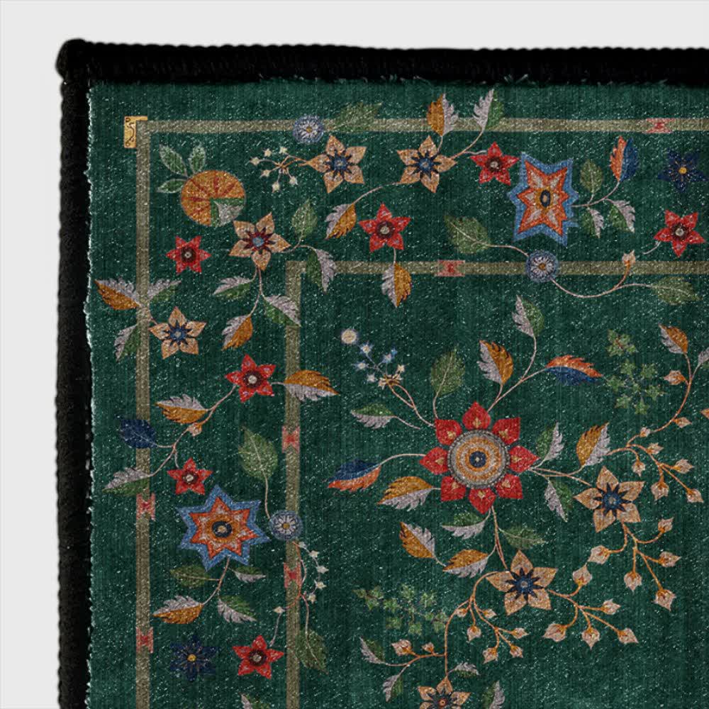 Faltbarer Teppich für drinnen und draußen mit Retro-Blumenmuster