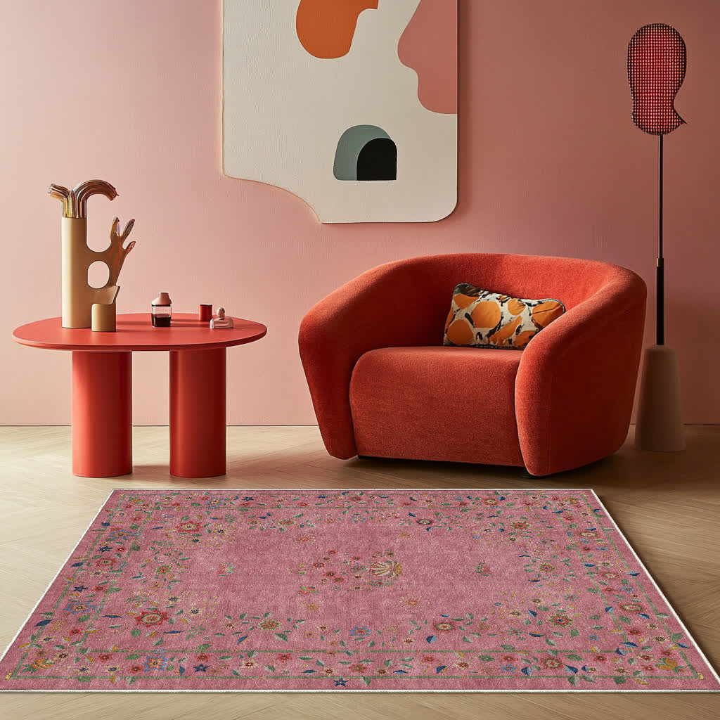 Faltbarer Teppich für drinnen und draußen mit Retro-Blumenmuster