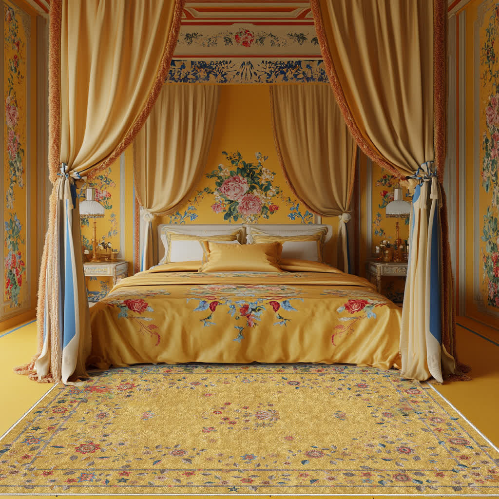 Faltbarer Teppich für drinnen und draußen mit Retro-Blumenmuster