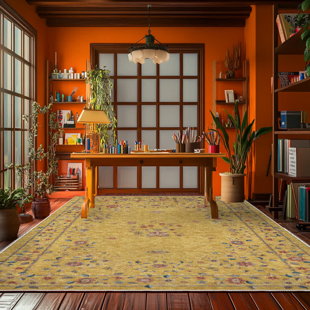 Faltbarer Teppich für drinnen und draußen mit Retro-Blumenmuster