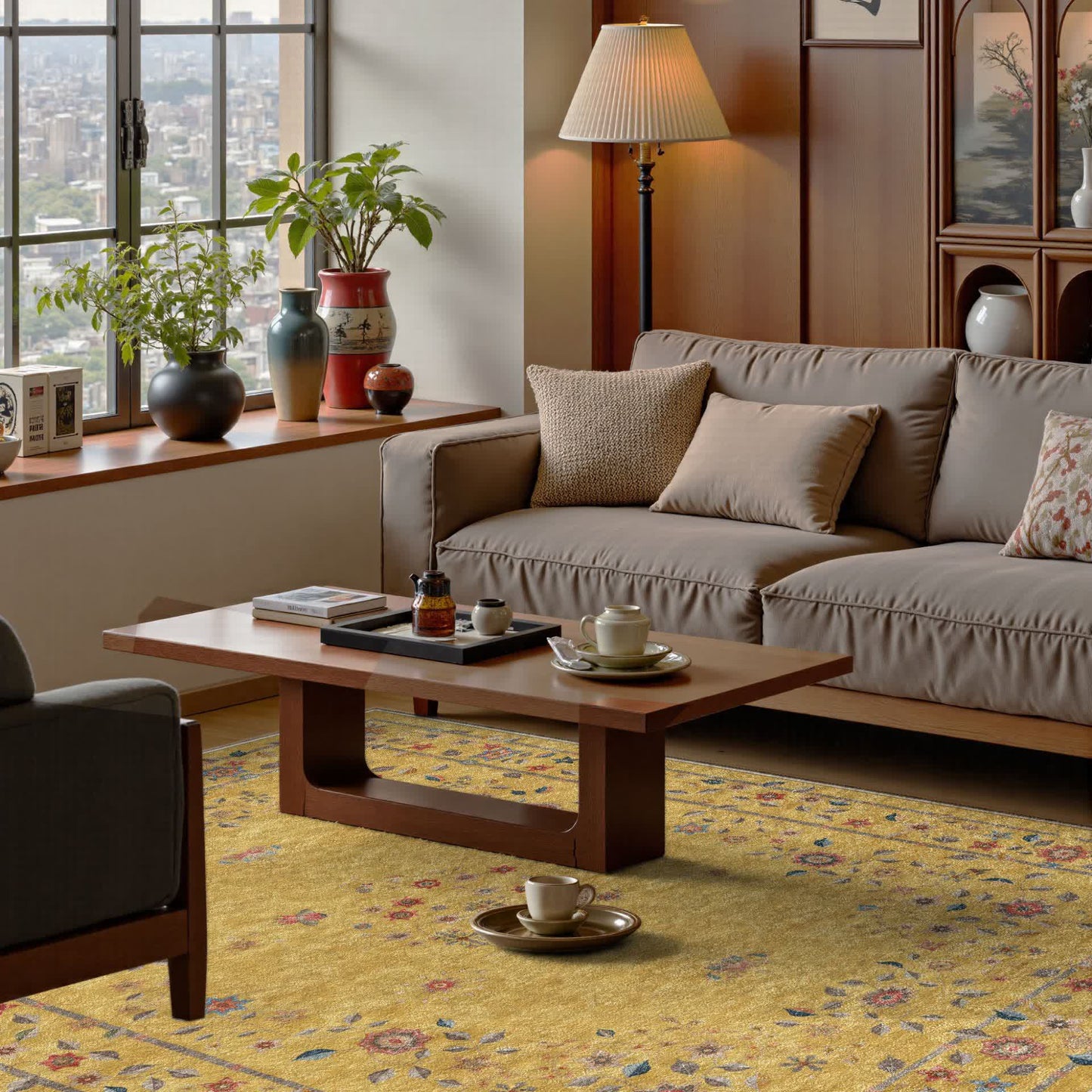 Faltbarer Teppich für drinnen und draußen mit Retro-Blumenmuster