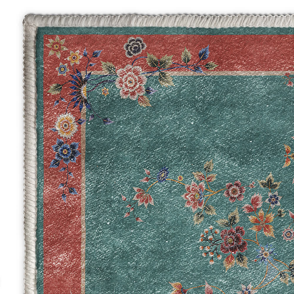 Rutschfester Teppich für drinnen und draußen mit Blumenmuster