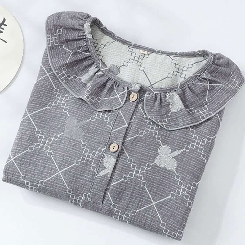 Nachthemd aus Baumwollgaze-Jacquard mit Karomuster