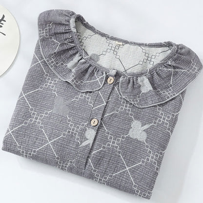 Nachthemd aus Baumwollgaze-Jacquard mit Karomuster