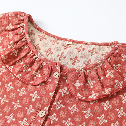 Retro-Nachthemd aus Baumwollgaze-Jacquard