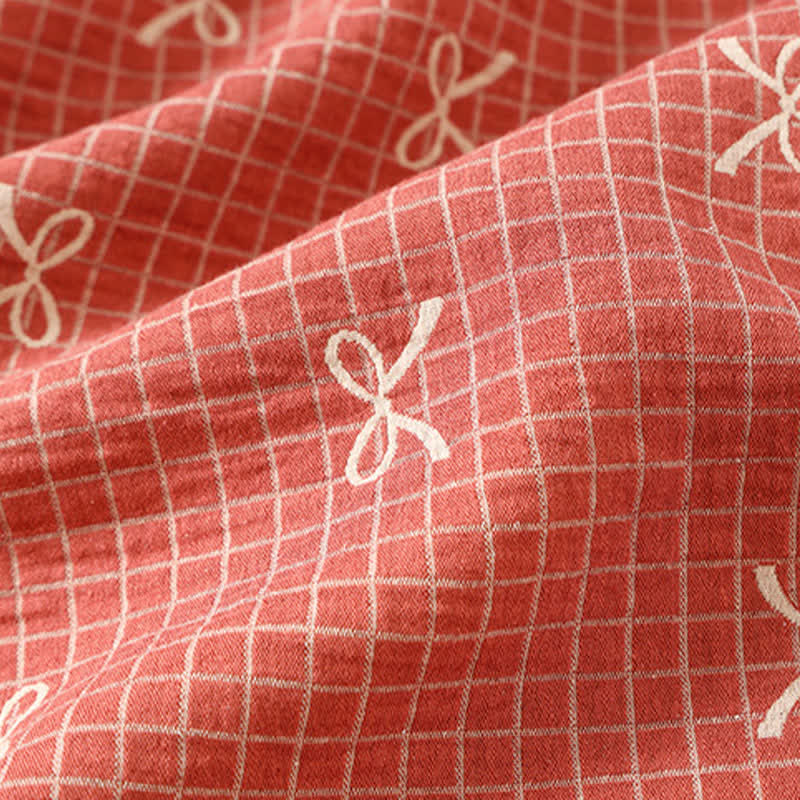 Nachthemd aus Baumwollgaze-Jacquard mit Schleifenmuster