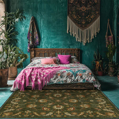 Rutschfester Teppich für drinnen und draußen mit Paisley-Blumenmuster