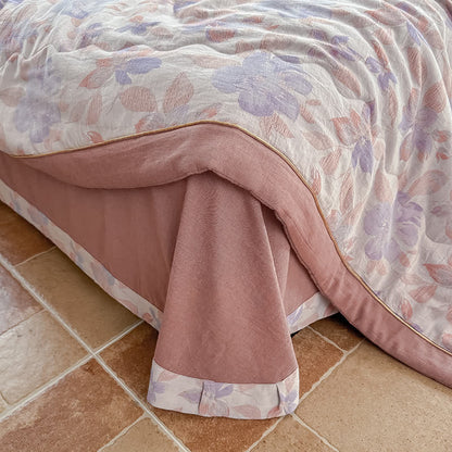 Elegante Sommerdecke aus reiner Baumwolle mit Blumenmuster und zweilagiger Gaze