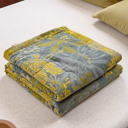 Vintage Tropical Doppellagige Sommerdecke aus reiner Baumwolle