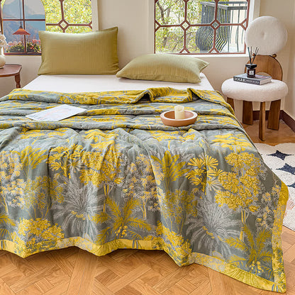 Vintage Tropical Doppellagige Sommerdecke aus reiner Baumwolle