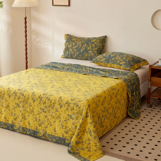 Wende-Überwurfdecke aus Baumwollgaze im Vintage-Stil mit Pflaumenblütenmuster