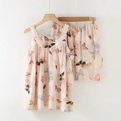 Vintage-Nachtwäsche mit Schmetterlingsmuster - Pyjama-Set - XL - image 1