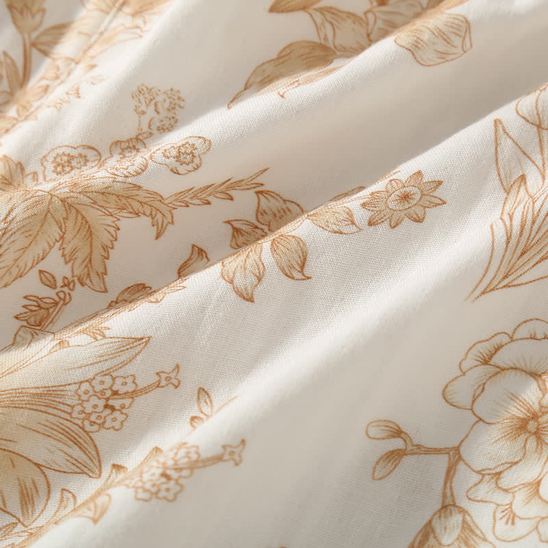 Elegantes Loungewear-Set aus doppellagiger Baumwollgaze mit Blumenmuster