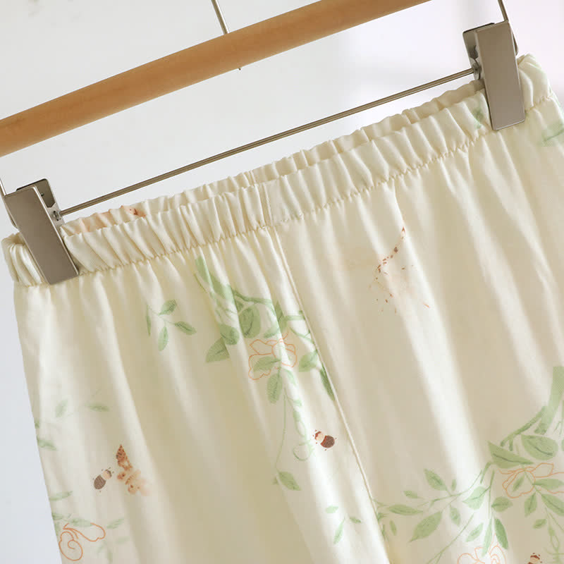 Gepolstertes Loungewear-Set mit Blumen- und Schmetterlings-Rüschen