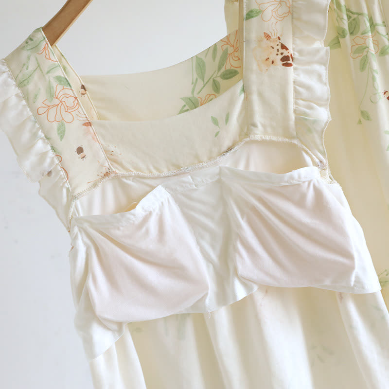 Gepolstertes Loungewear-Set mit Blumen- und Schmetterlings-Rüschen