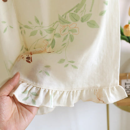 Gepolstertes Loungewear-Set mit Blumen- und Schmetterlings-Rüschen