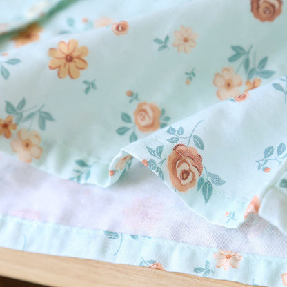 Rustikales Pyjama-Set aus doppelter Baumwollgaze mit Blumenmuster
