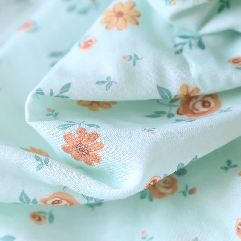 Rustikales Pyjama-Set aus doppelter Baumwollgaze mit Blumenmuster
