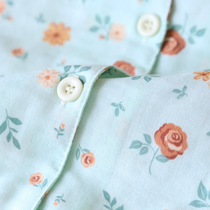 Rustikales Pyjama-Set aus doppelter Baumwollgaze mit Blumenmuster