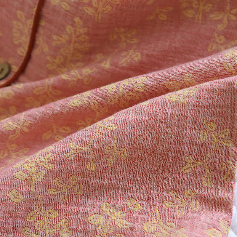 Pyjama mit floralem Revers aus garngefärbtem Baumwolljacquard
