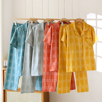 Unisex-Loungewear-Set aus karierter, garngefärbter Baumwolle