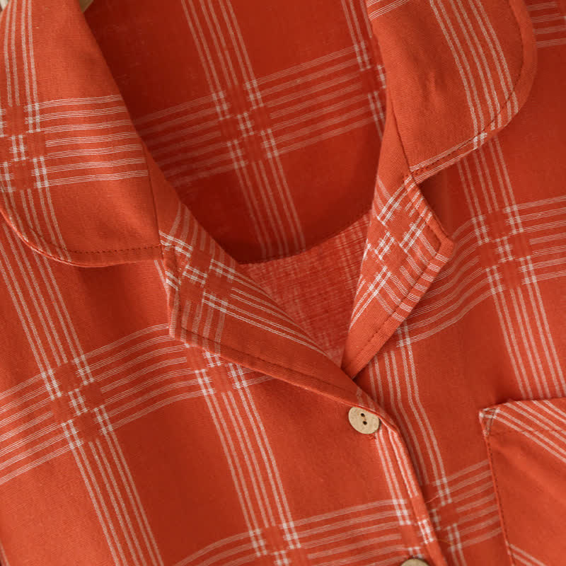 Unisex-Loungewear-Set aus karierter, garngefärbter Baumwolle