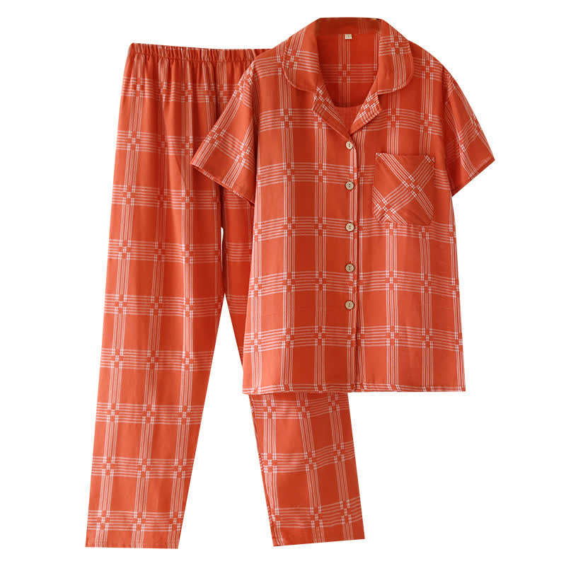 Unisex-Loungewear-Set aus karierter, garngefärbter Baumwolle