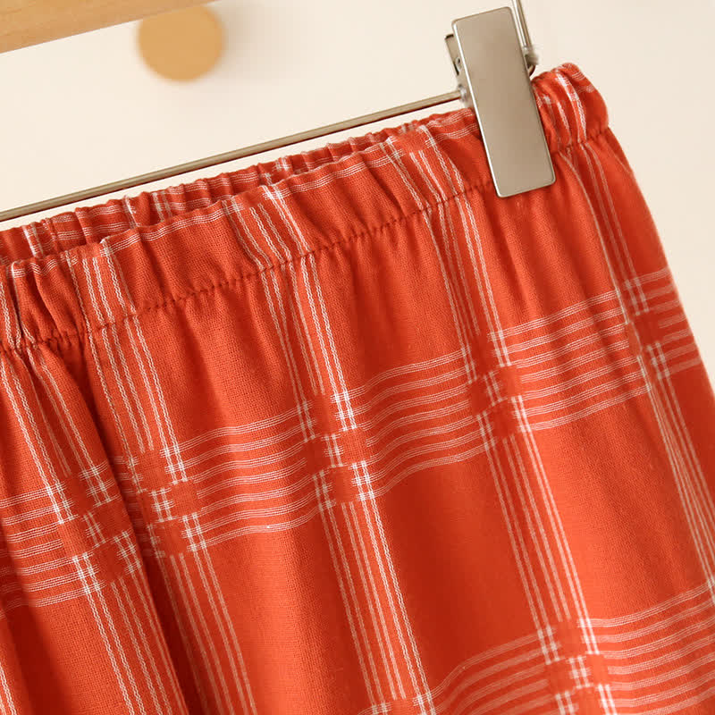 Unisex-Loungewear-Set aus karierter, garngefärbter Baumwolle