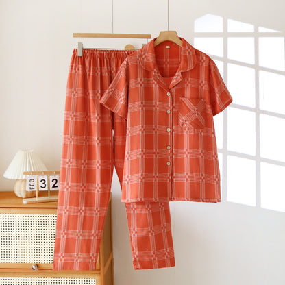 Unisex-Loungewear-Set aus karierter, garngefärbter Baumwolle