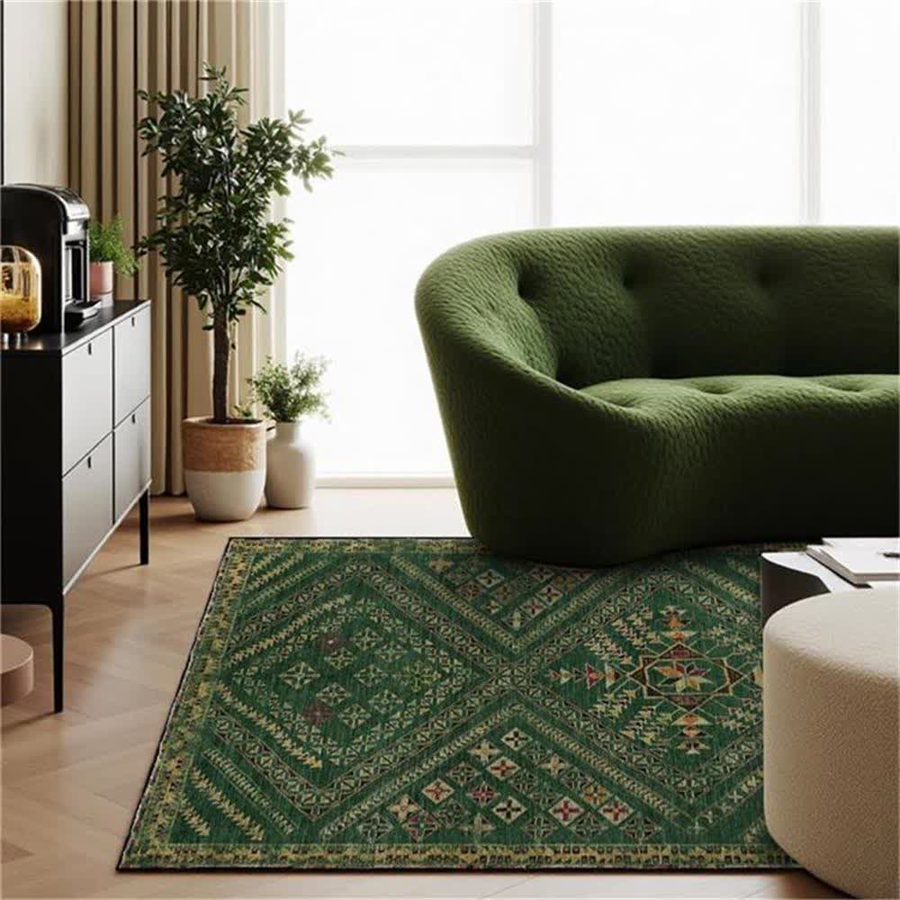 Marokkanischer geometrischer dunkelgrüner Flächenteppich