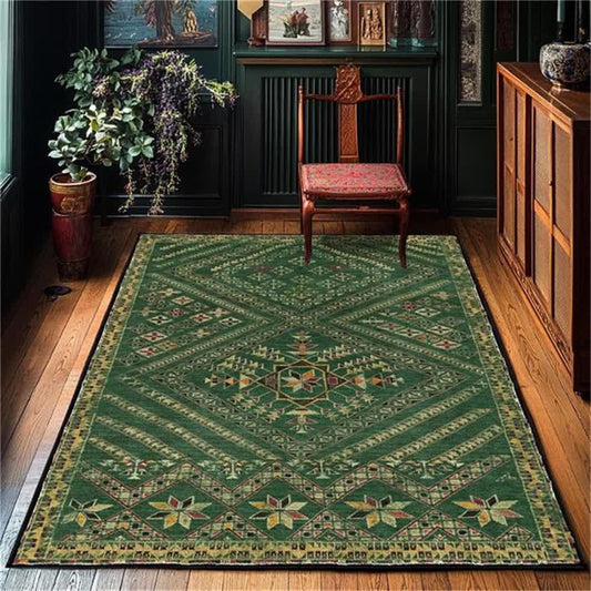 Marokkanischer geometrischer dunkelgrüner Flächenteppich