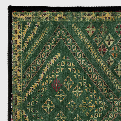 Marokkanischer geometrischer dunkelgrüner Flächenteppich